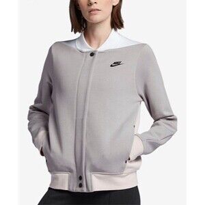 Nike Sportswear Tech Fleece Bomber Jacket Womens Size S Gray Pink
